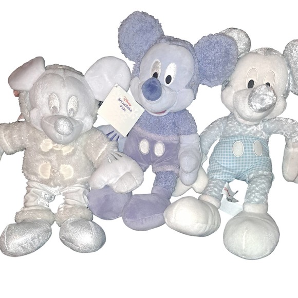 THREE Plush Pastel Mickey Mouse Snowflake Pals Each 16 inches tall! - Picture 1 of 8